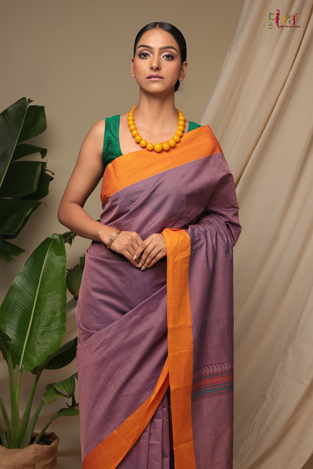 Handloom Purple Pure Cotton Kanchi Cotton Saree