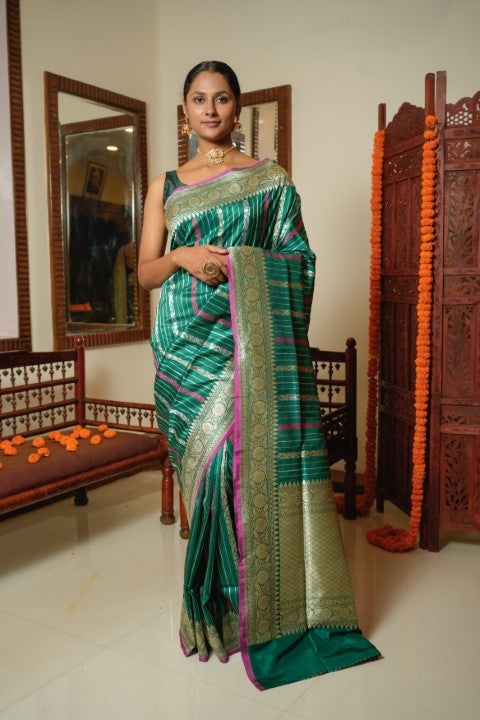 Green Saree Katan Pure Silk - Panaya