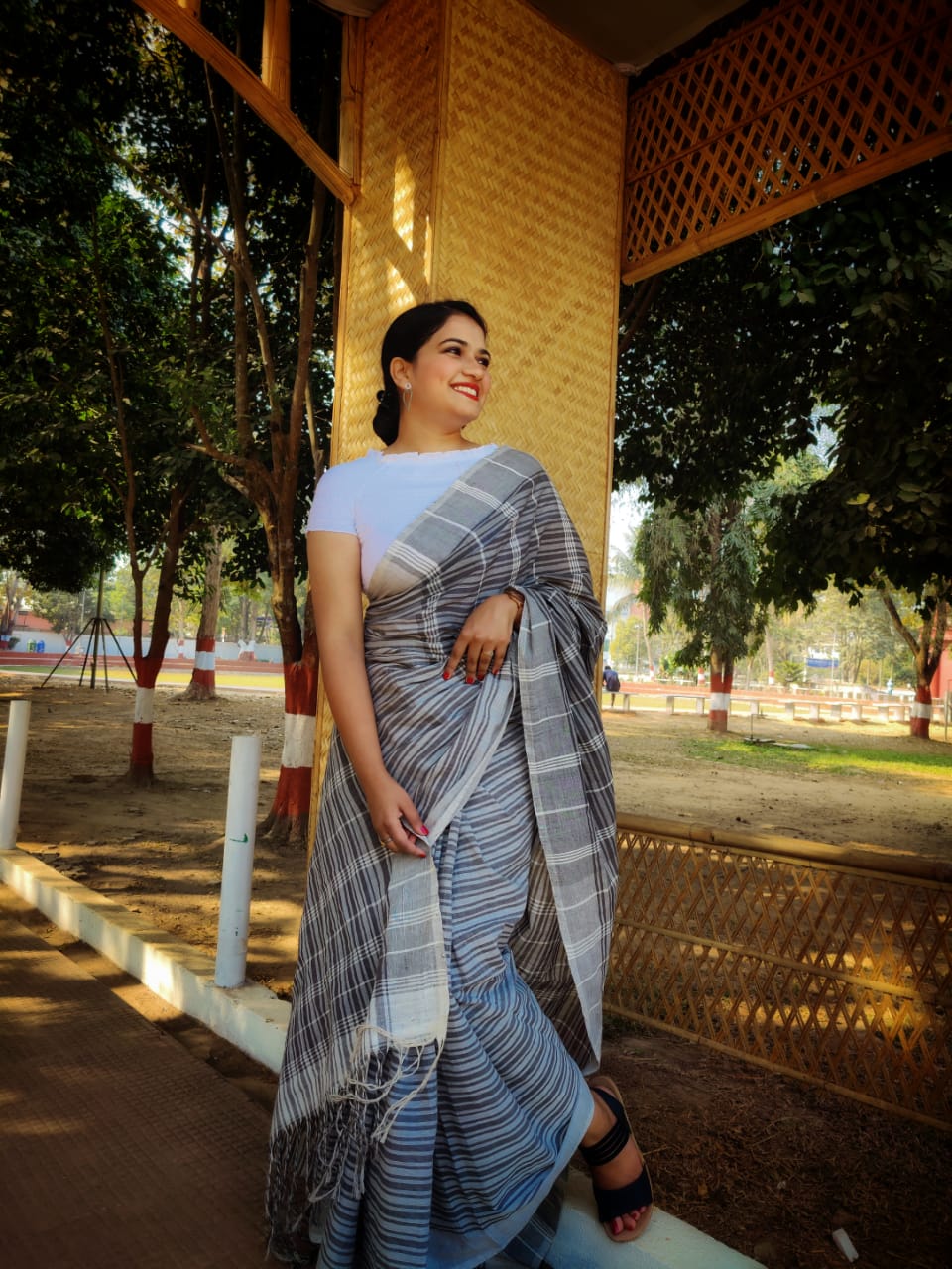 Satvi Grey Cotton Handloom saree