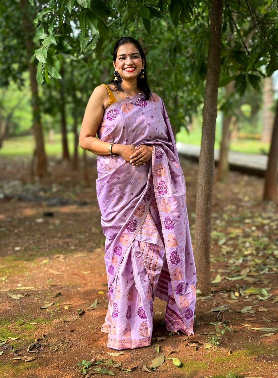 Devi Kamakshi Lavender Handloom Mekhela Chador saree