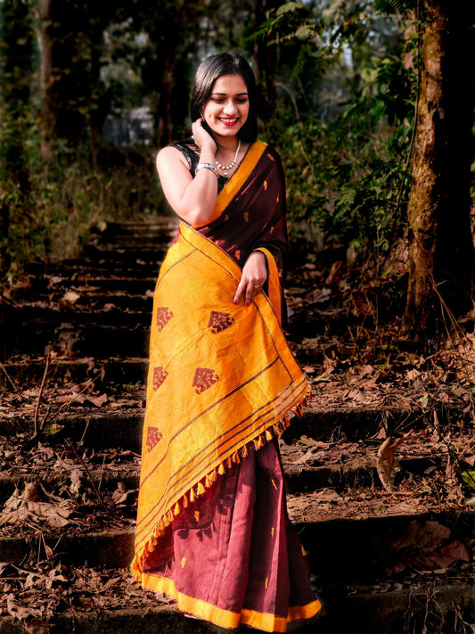 Neerja Maroon Cotton Handloom saree