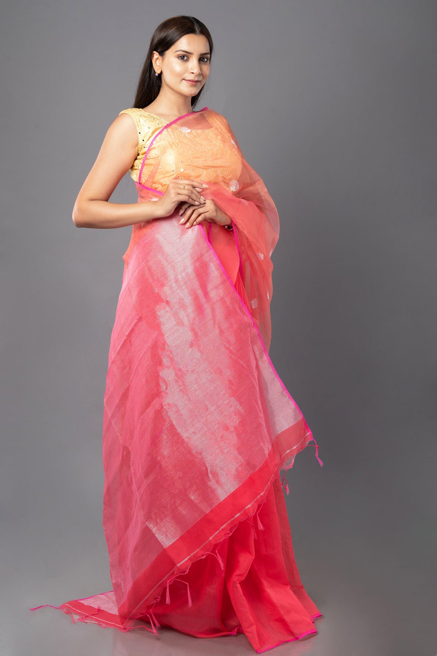 Peach blush handloom saree