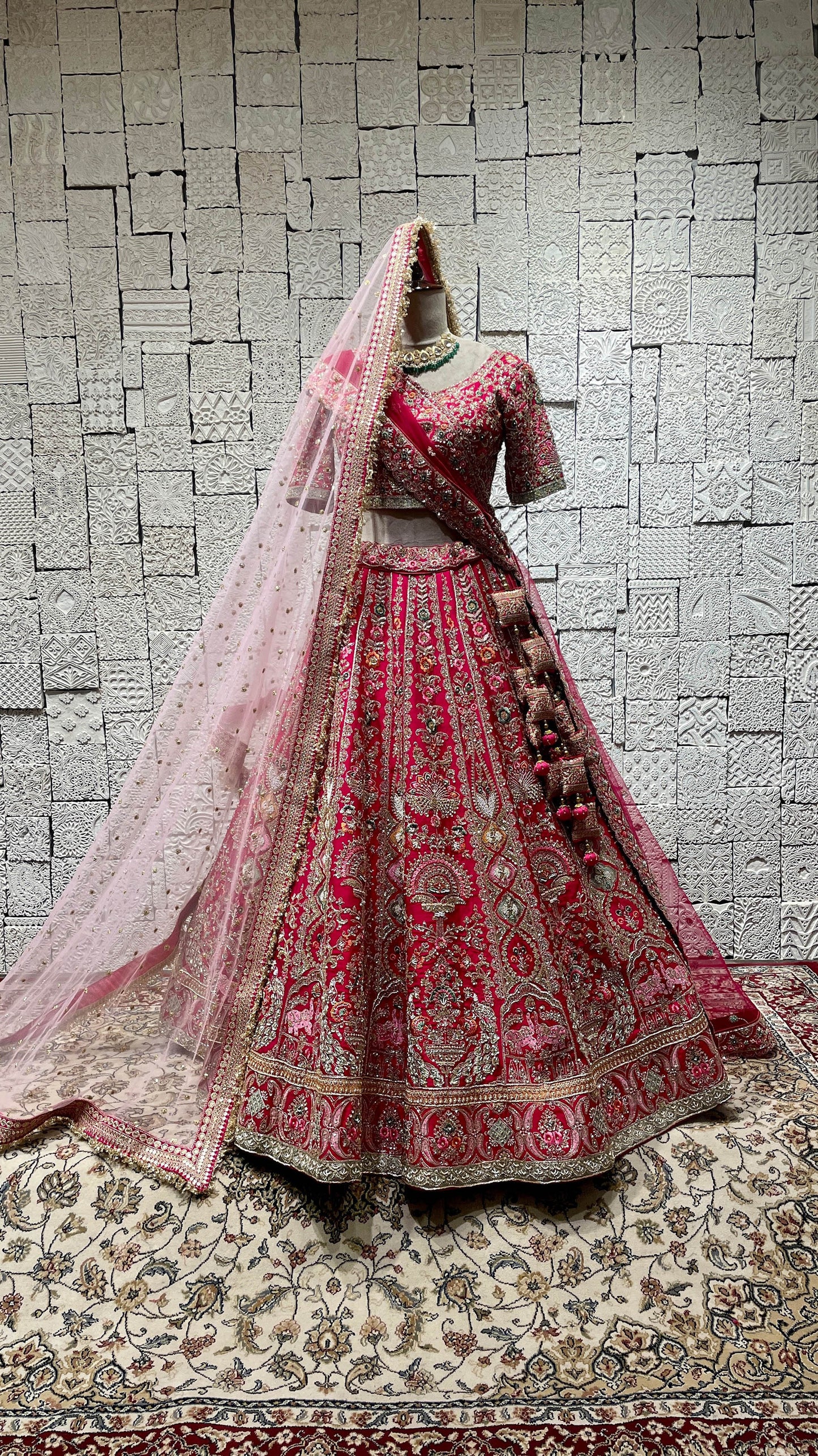 Pink silk bridal lehenga