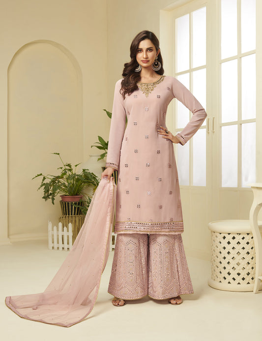 Pink Gota Work Georgette Festive Sharara