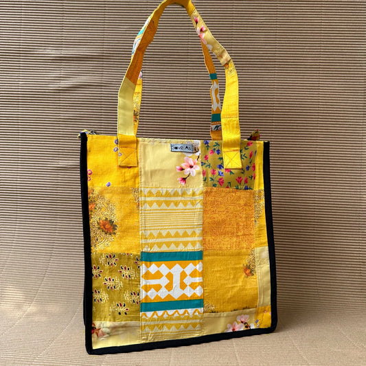 Patch Work Yellow Carry Bag