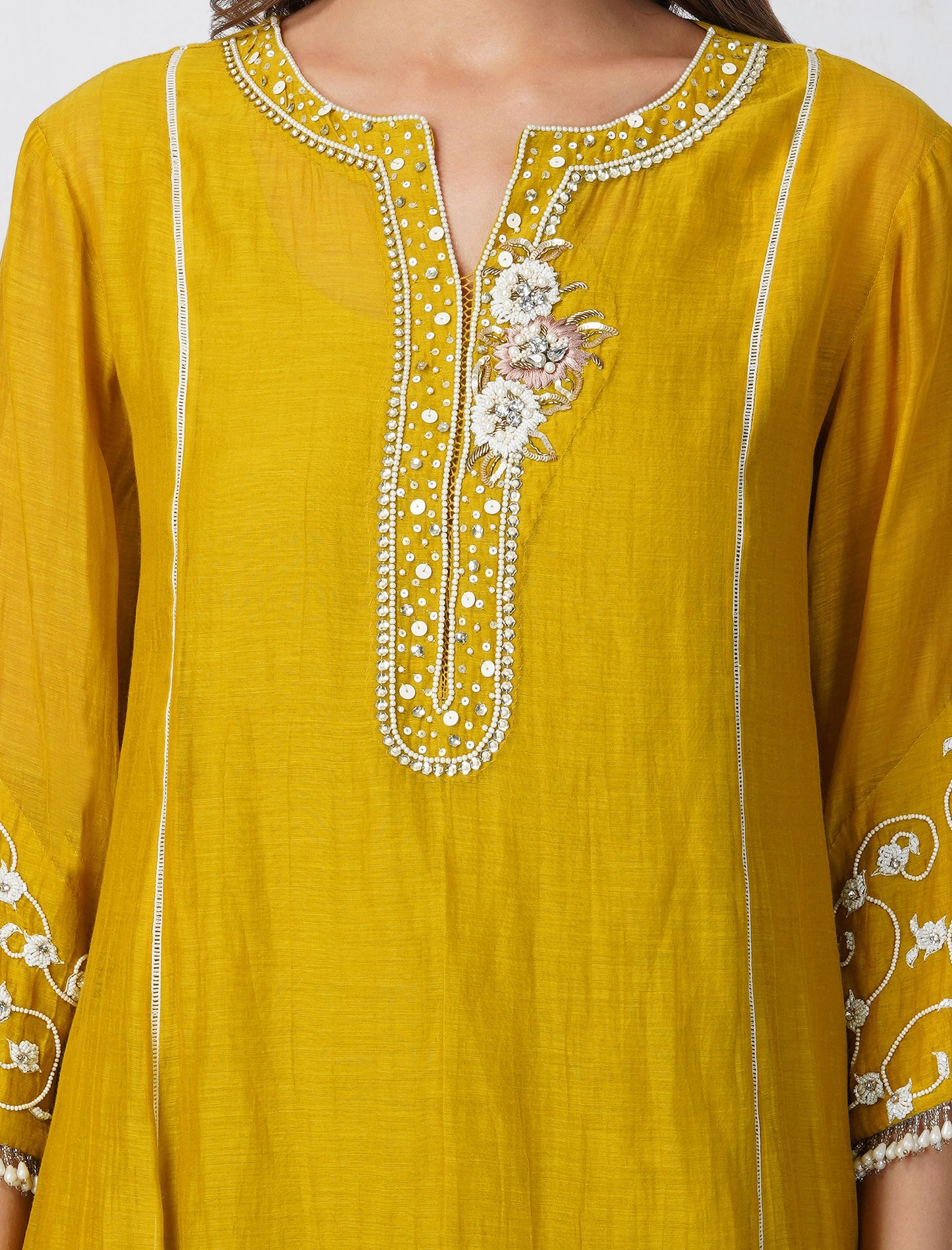 Baroque Flower Mustard Kurta Set