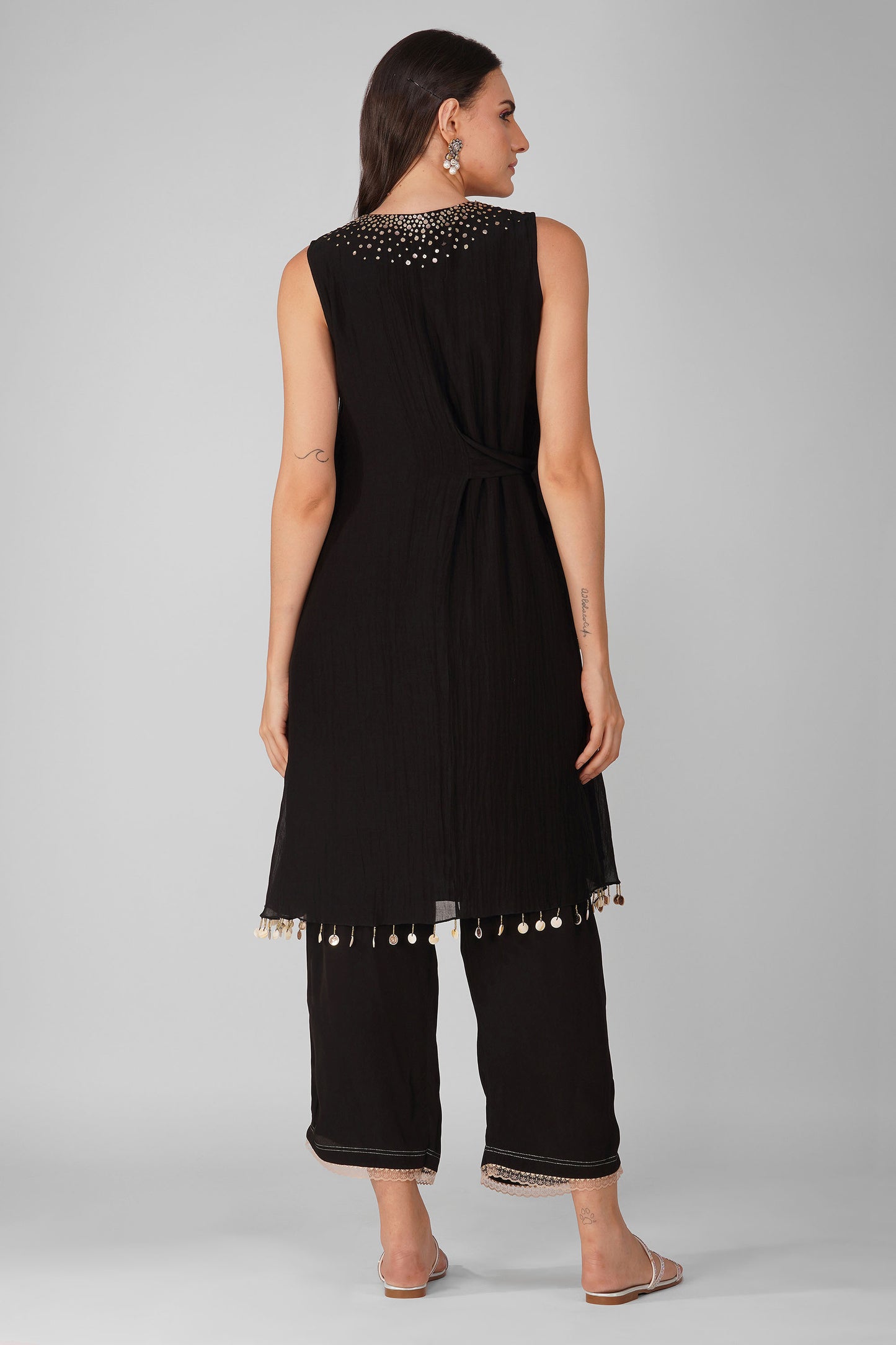 Starry Sky Asymmetric Black Tunic set