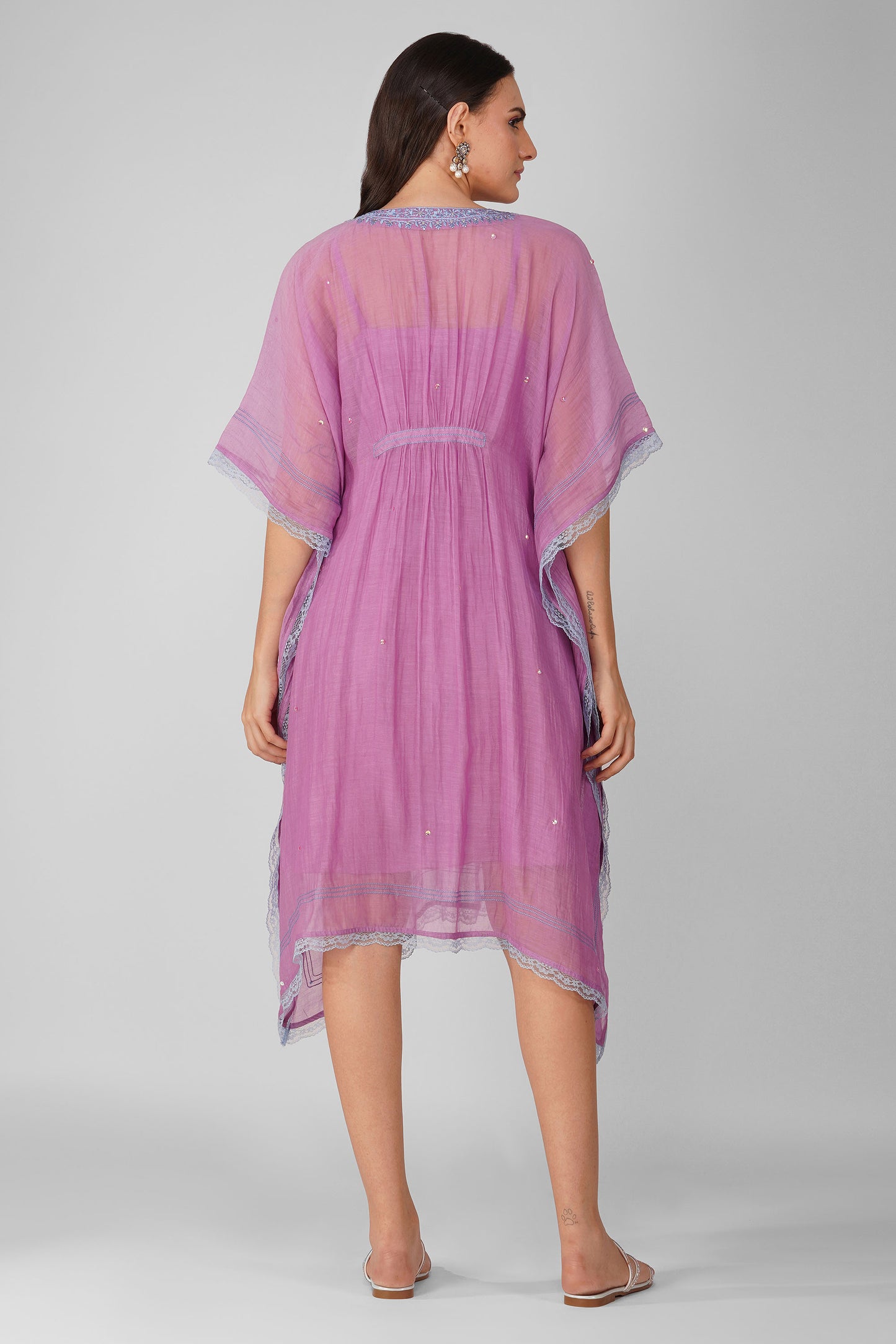 Purple Starry Rose Gathered Kaftan