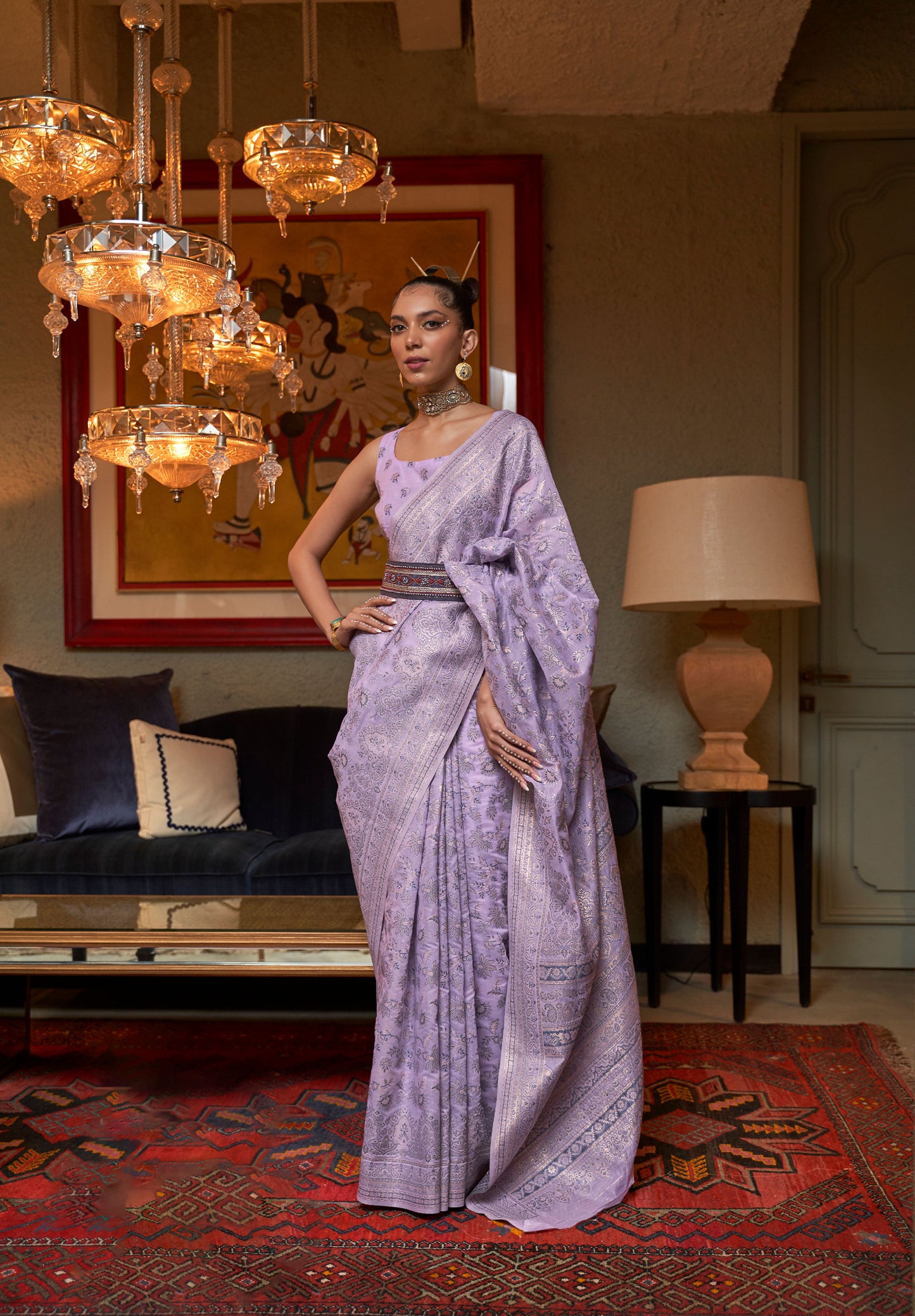 Pale Lavender Kafreen Kashmiri Modal Handloom Saree