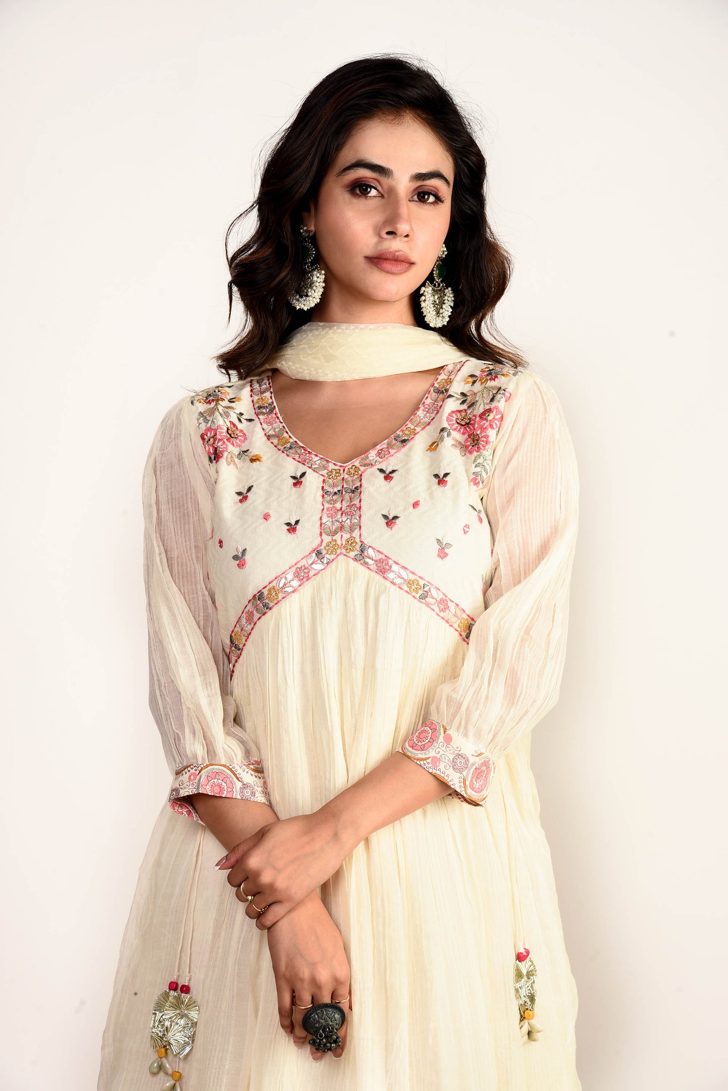 Off White Kora Mul Mul Embroidered kurta