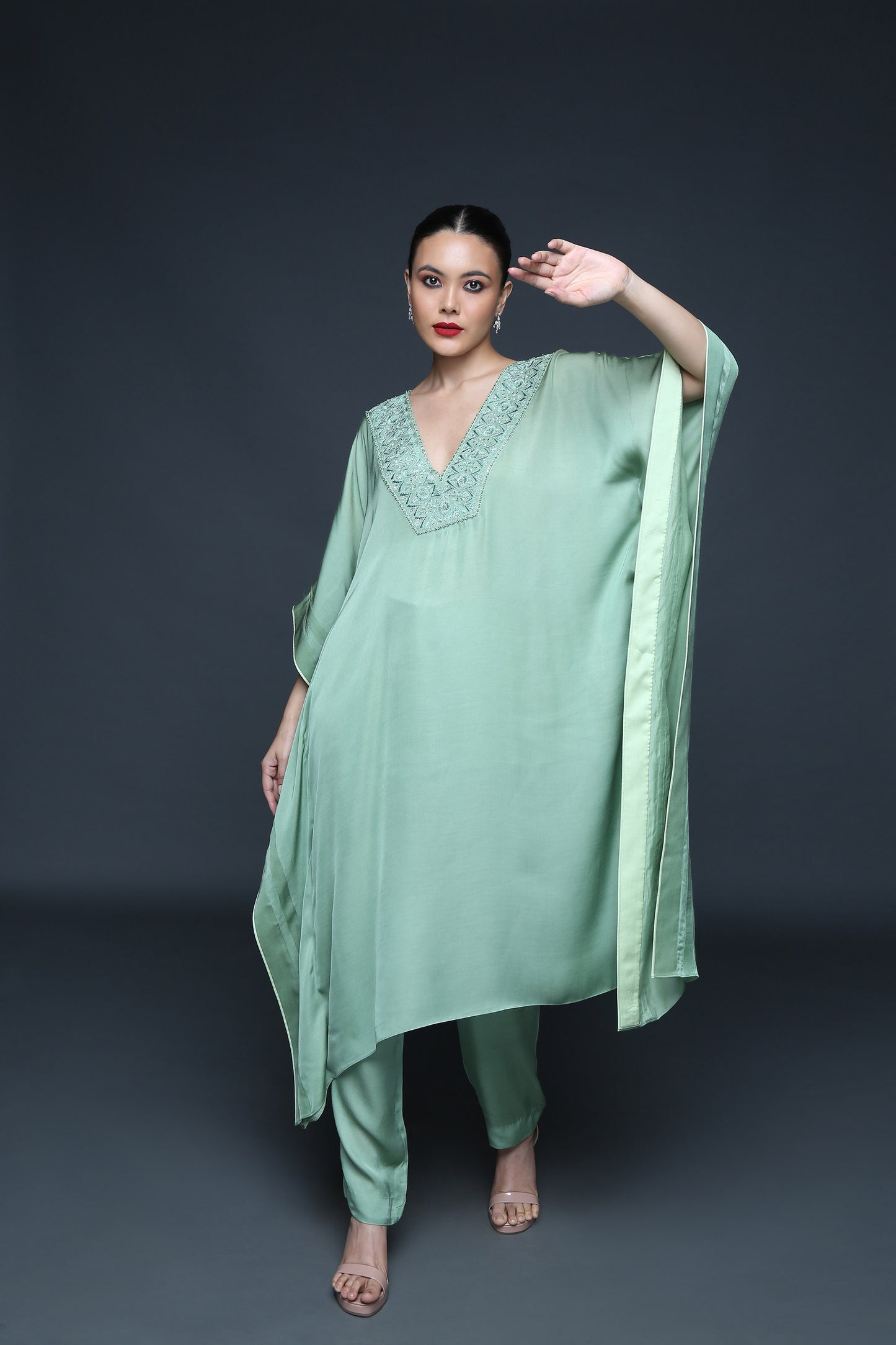 Fern Green Kaftaan Set - Sanjeev Marwaaha