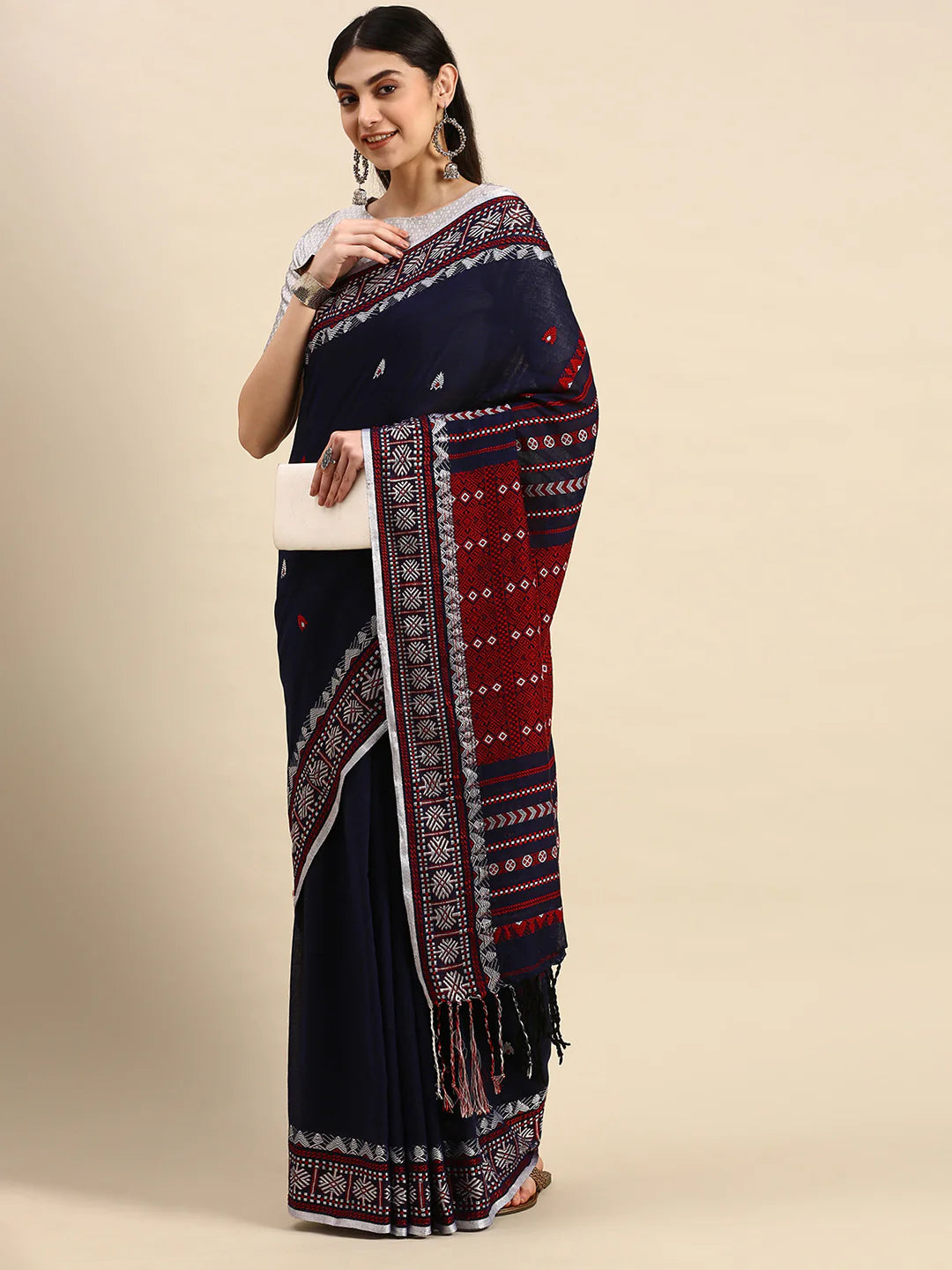 Mrigasirha Dark Blue Cotton Handloom saree