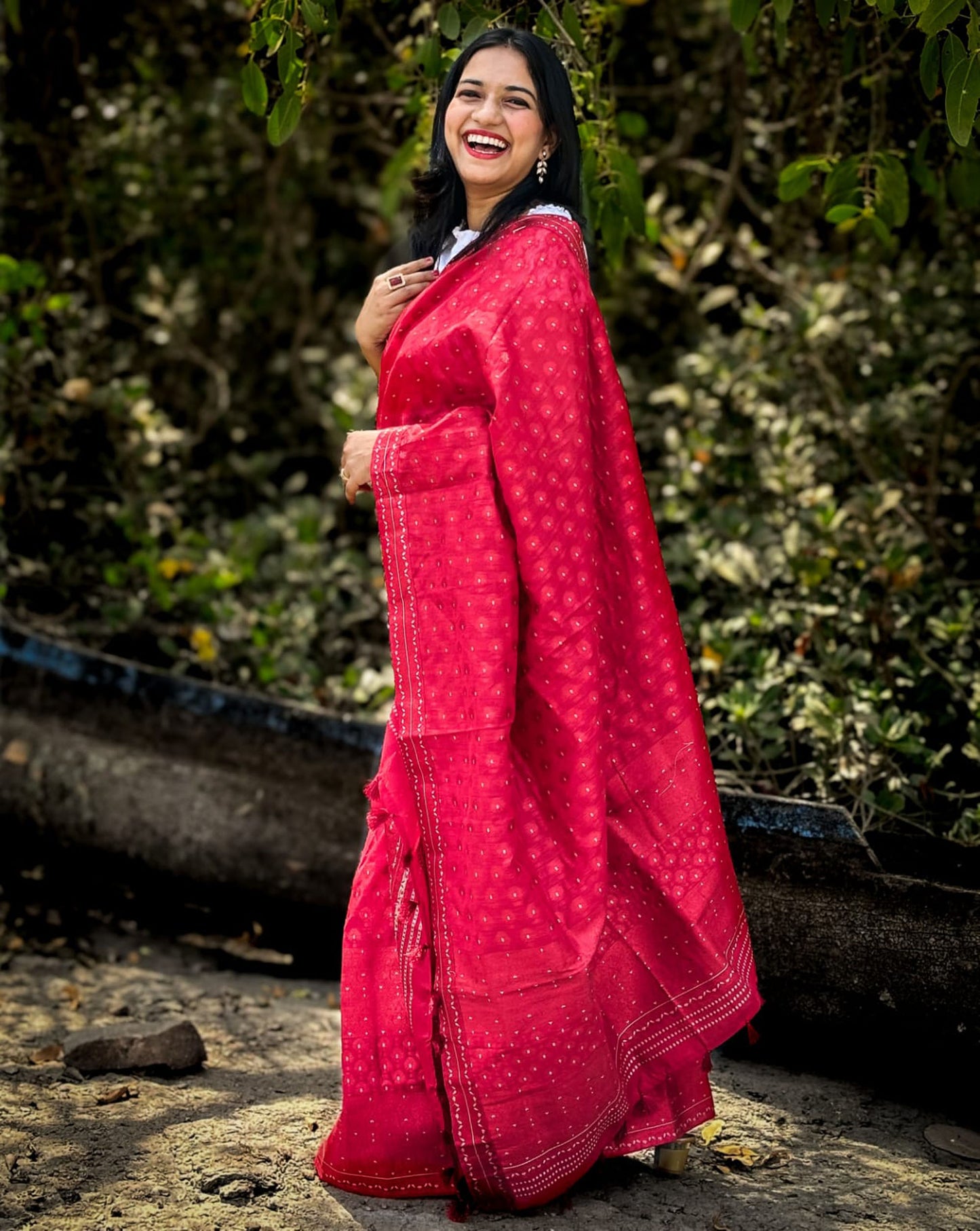 Red cotton mekhela chador