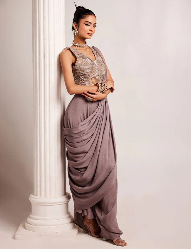 Etheral grey drape saree