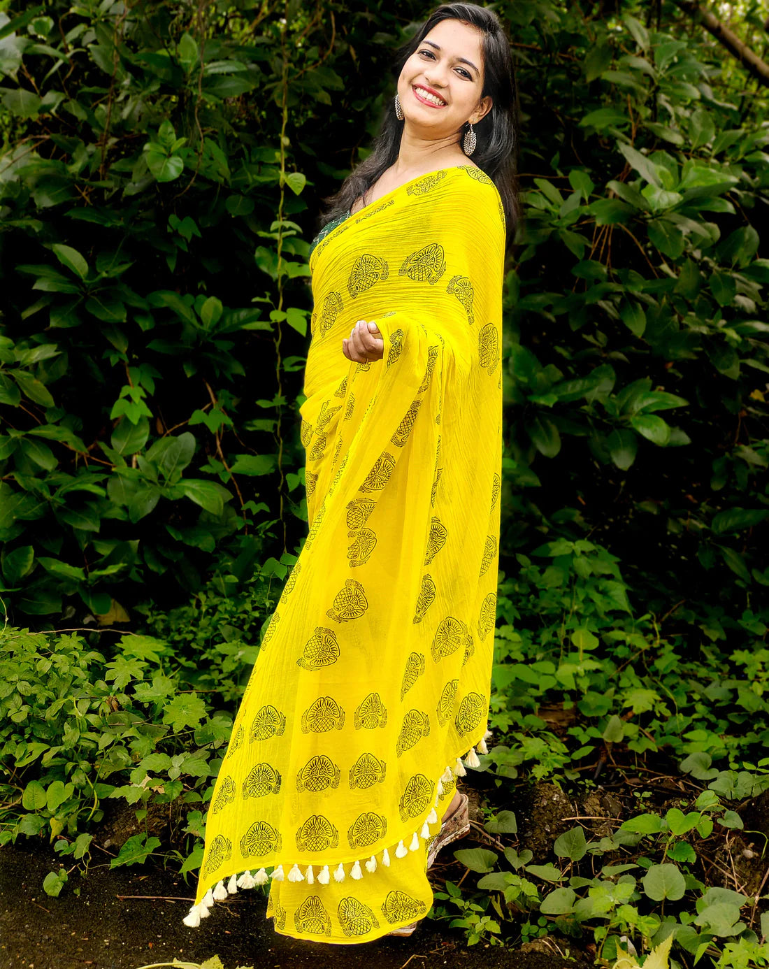 Yellow Rose Mul Mul Cotton Handloom saree