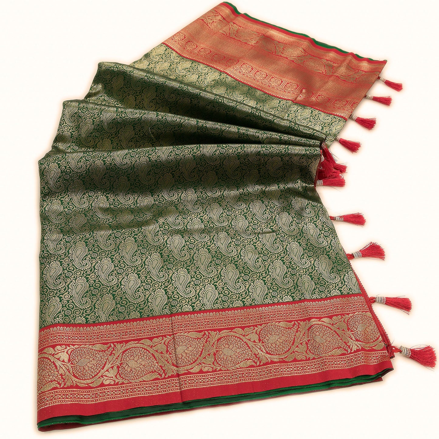 Green Banarasi Kairi Jaal Silk Saree