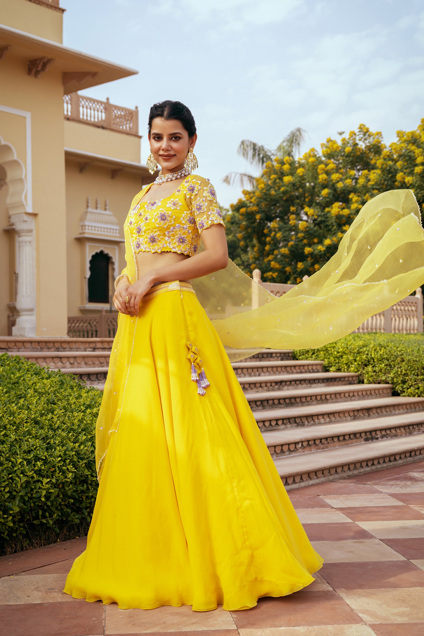 Noori Yellow Net Ajooba Lehenga Set