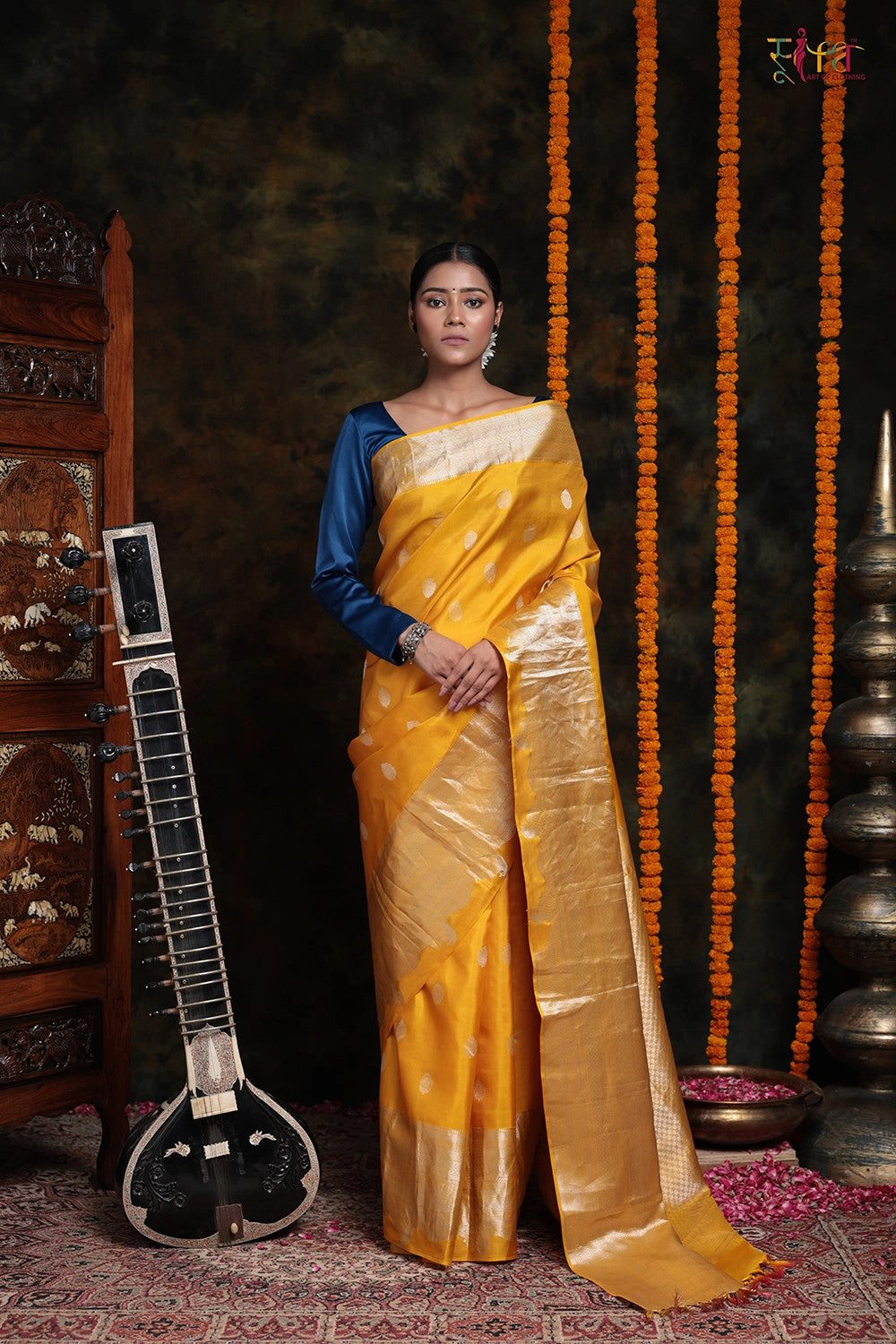 Sunflower Yellow Handloom Kanchipattu Saree