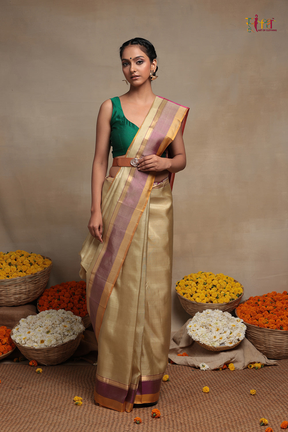 Handloom Gold  Pure Silk Kanchi Contemporary Saree