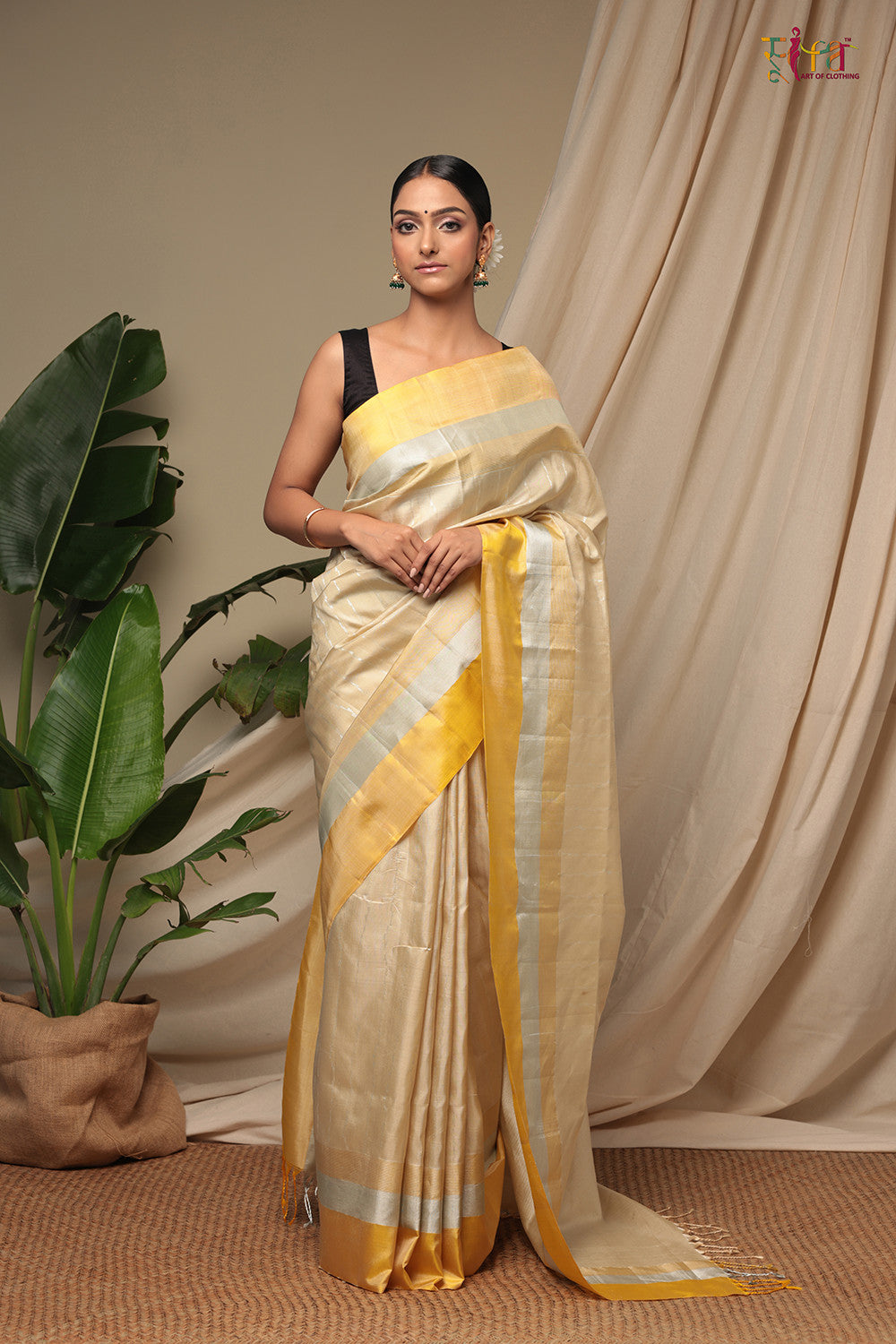 Handloom Daffodil Yellow Pure Silk Kanchi Saree