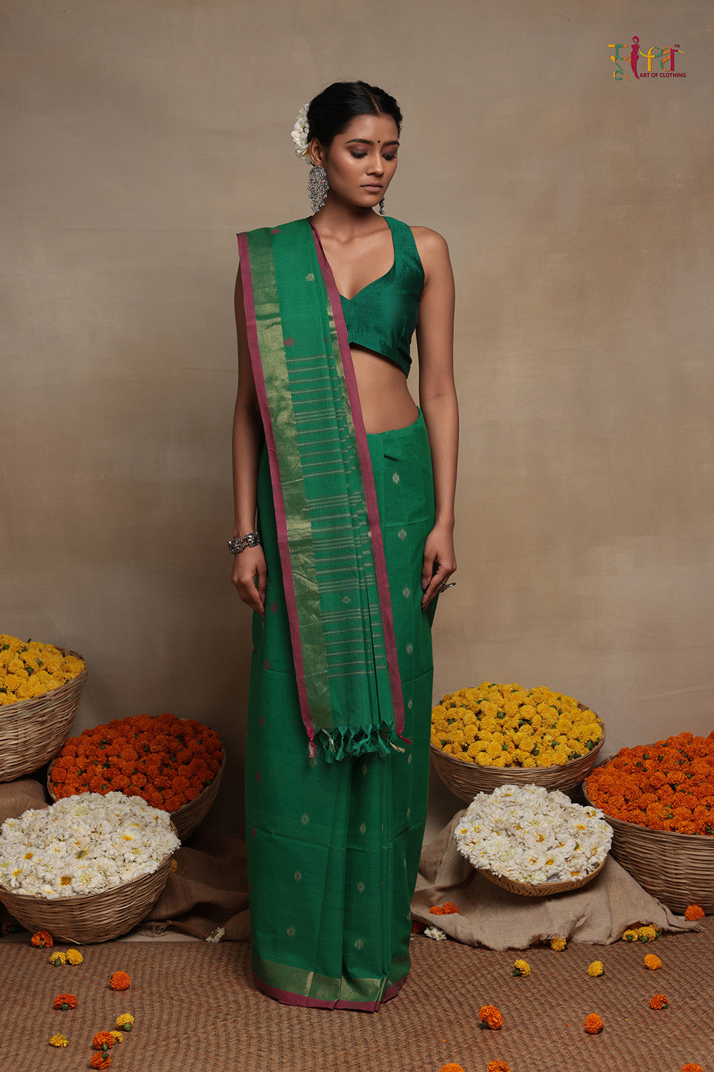 Green Handloom Kanchi Cotton Saree