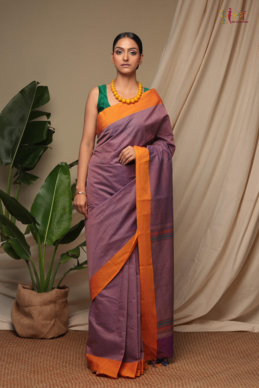 Handloom Purple Pure Cotton Kanchi Cotton Saree