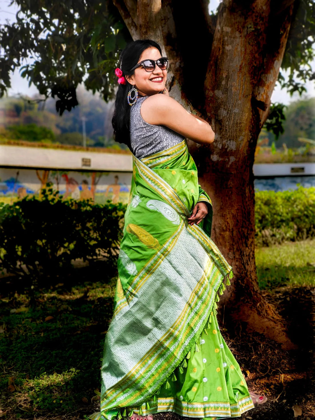 Skanda Green Silk Handloom saree