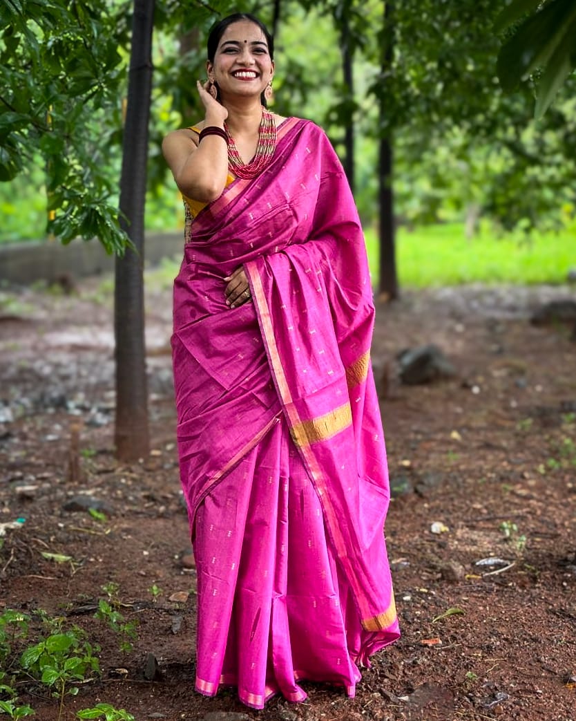 Raji Pink Viscose Handloom saree