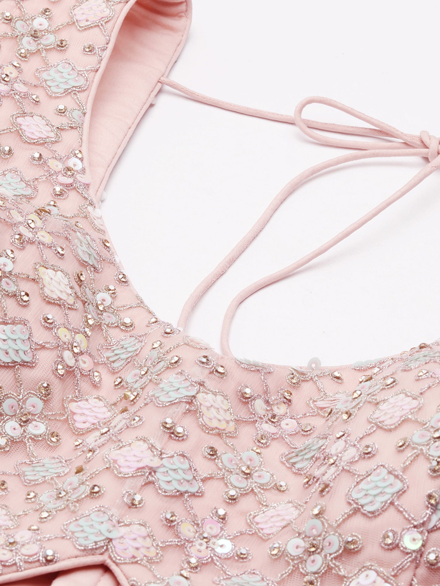 Pink Net Multi Sequins & Zarkan Embroidery Bridesmaid Lehenga