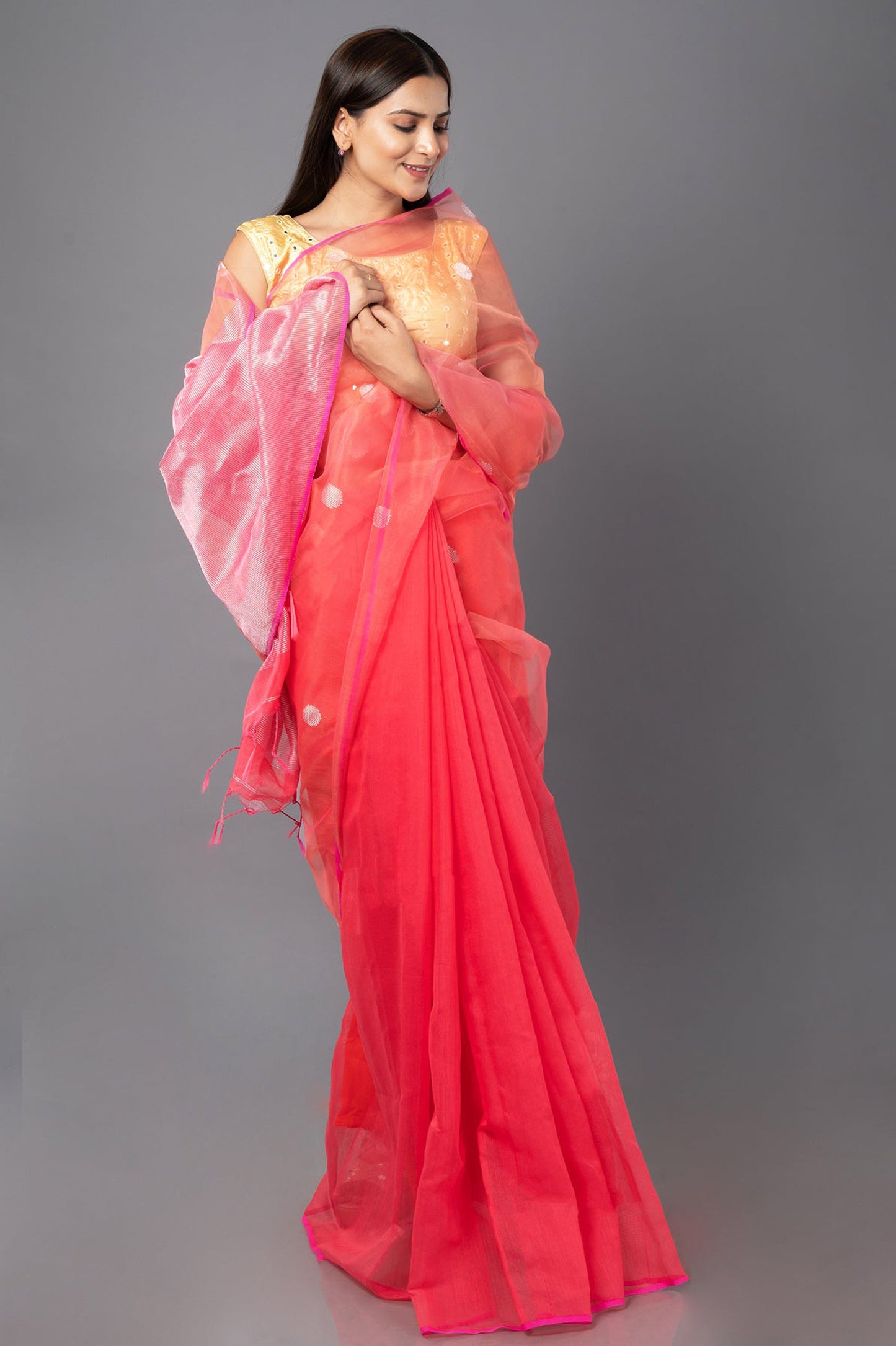 Peach blush handloom saree