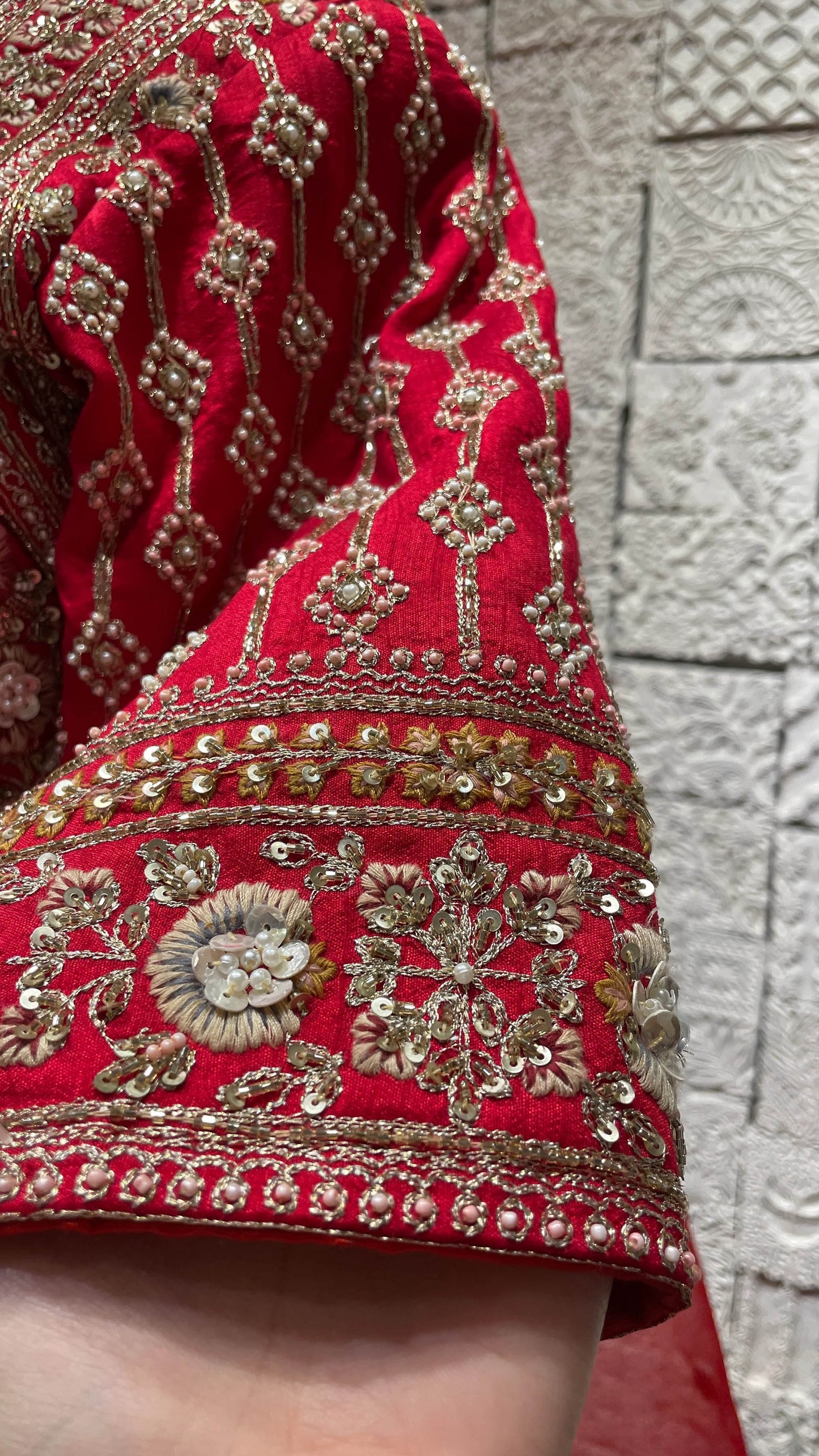 Red silk bridal lehenga