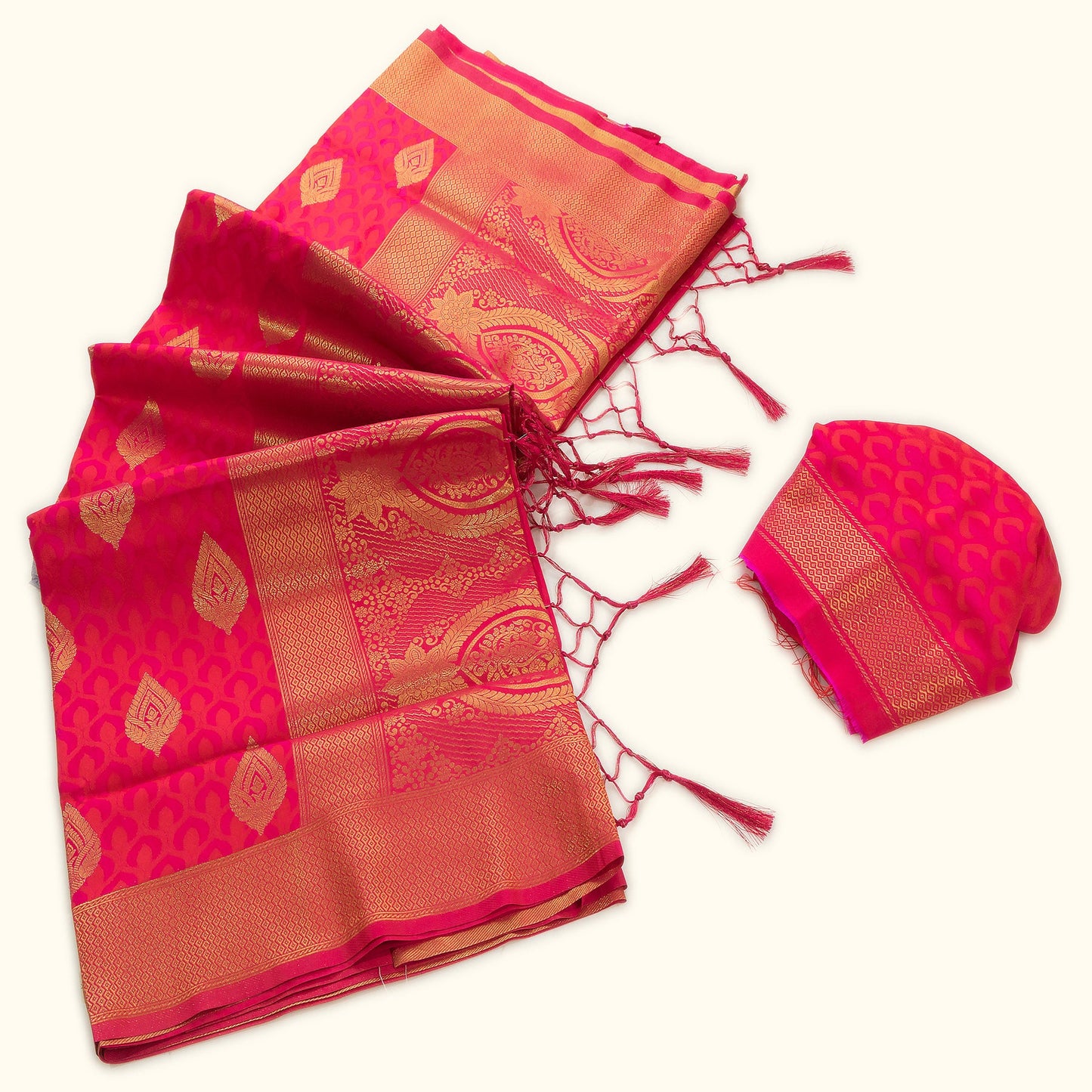 Pink Banarasi Silk Saree with Golden Pallu