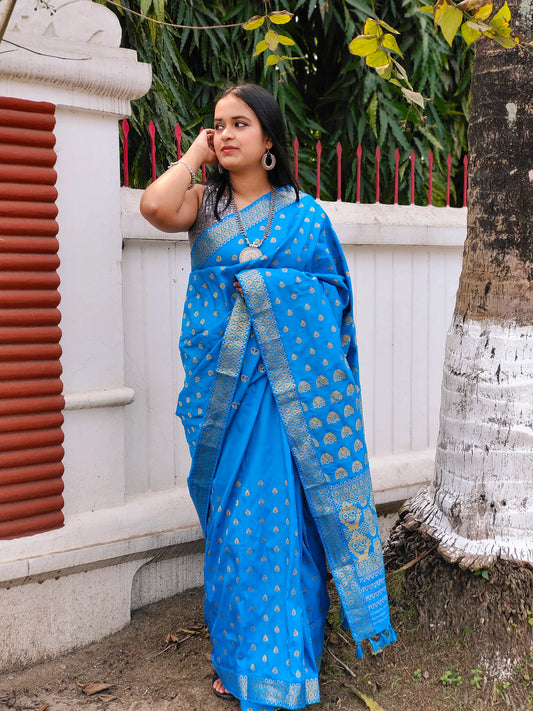 Deepika Blue Silk Handloom saree