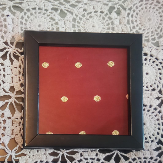 Glass-Top Framed Handmade Coasters - Red