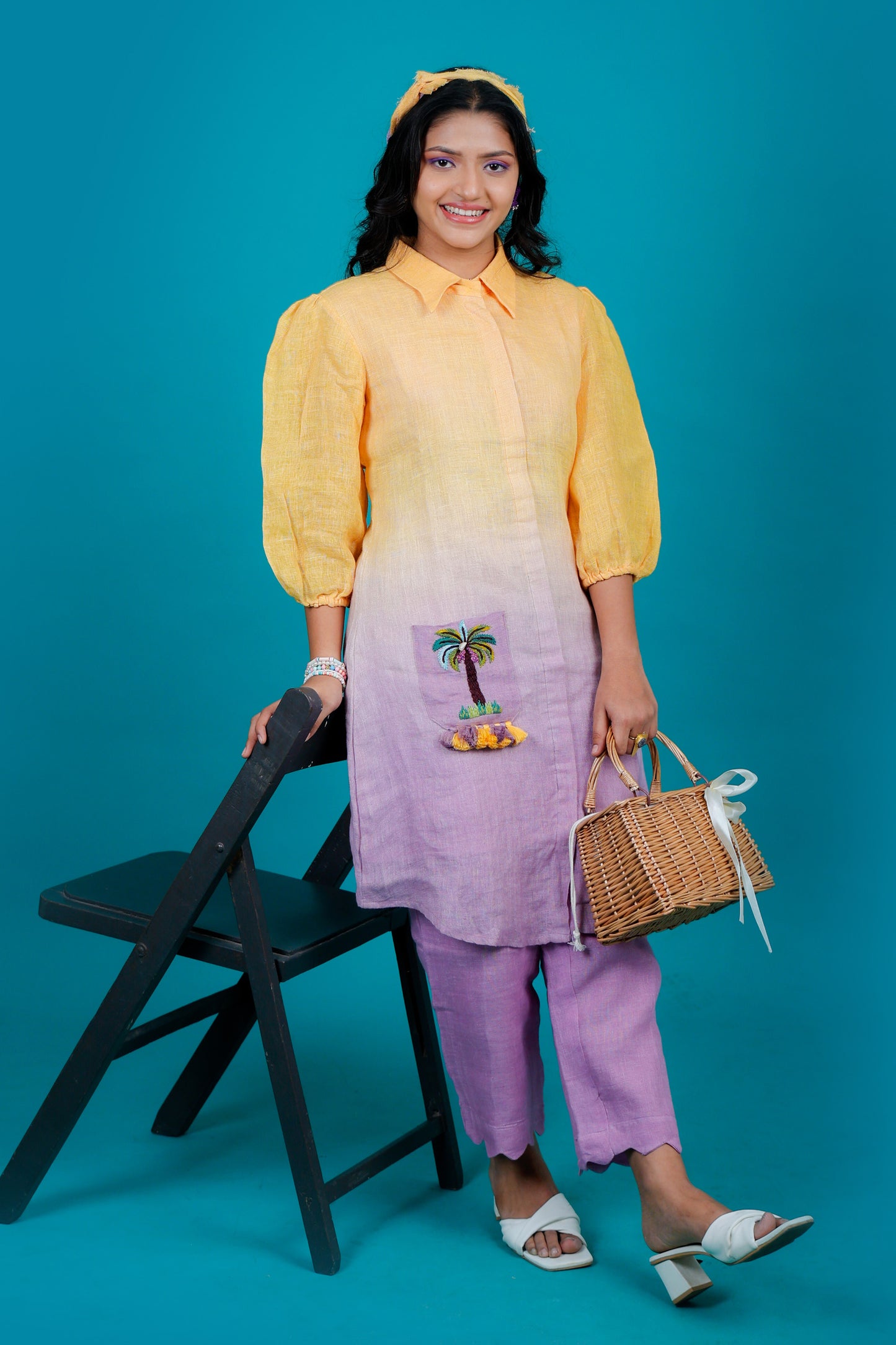 Sunshine Mango to Lilac Kurta Pant - Pinash