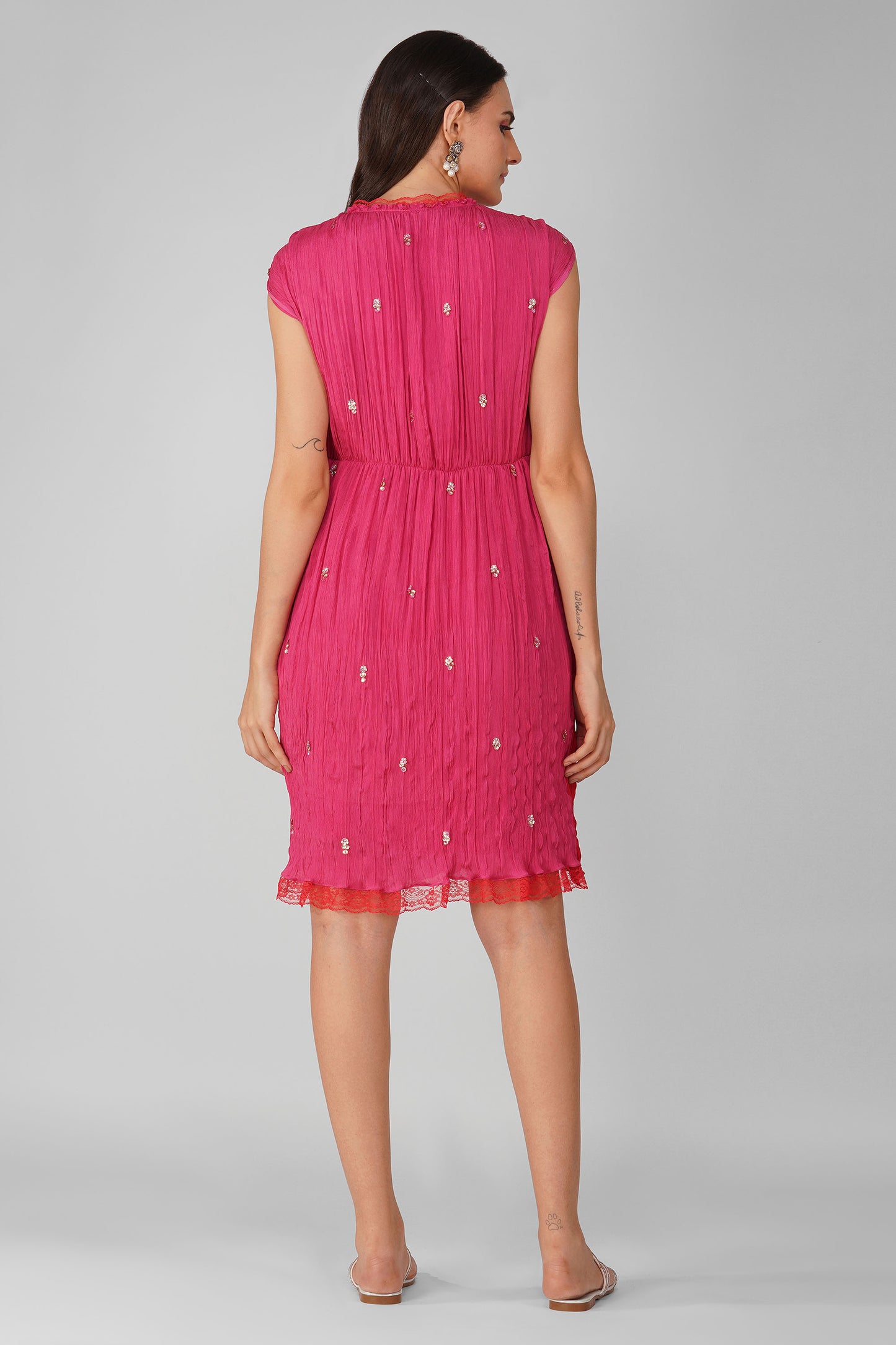 Cosmic Magenta flower knotted Dress