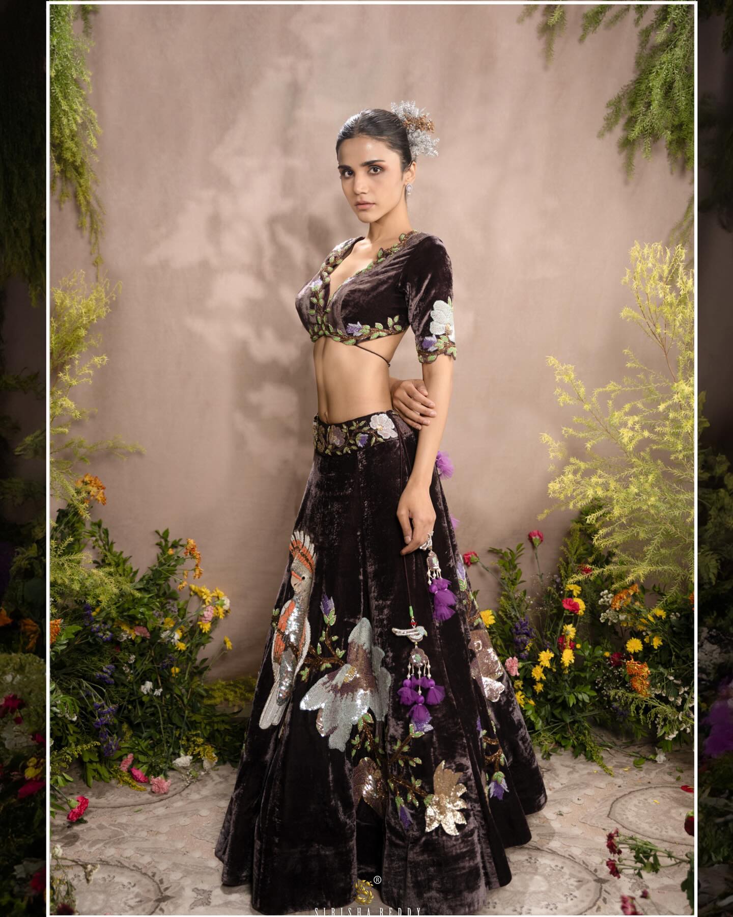 Snuff Hand Embroidered Designer Flying Soul Bridal Lehenga