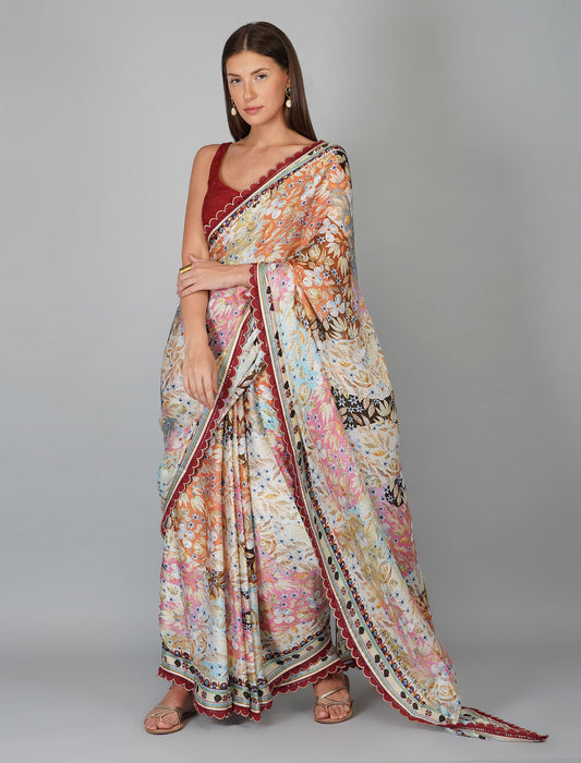 Melange Print Kora Saree