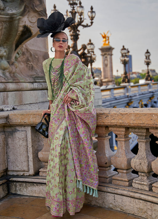 Olive Green Kaarsi Organza Silk Handloom Saree