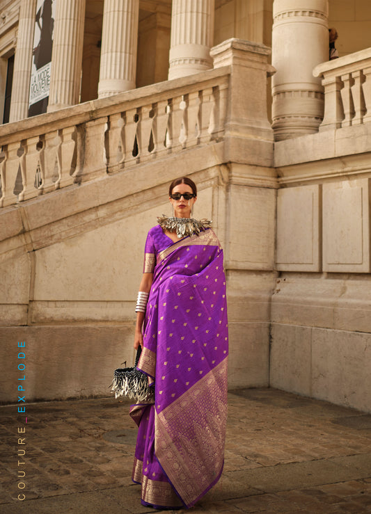 Violet Khaddi Silk Handloom Saree