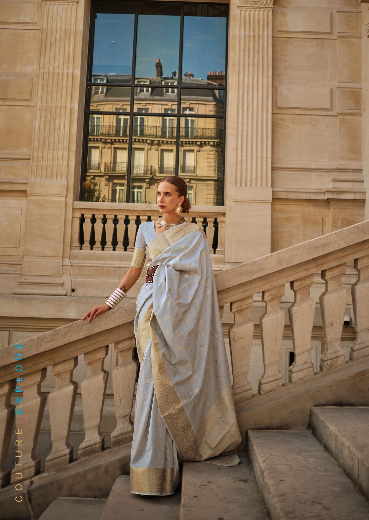 Light Grey Khaddi Silk Handloom Saree