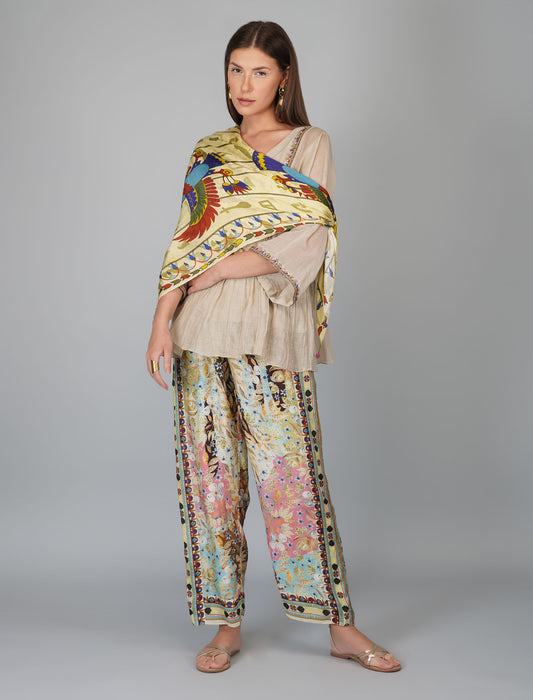 Melange Print Pants With Oversized Top