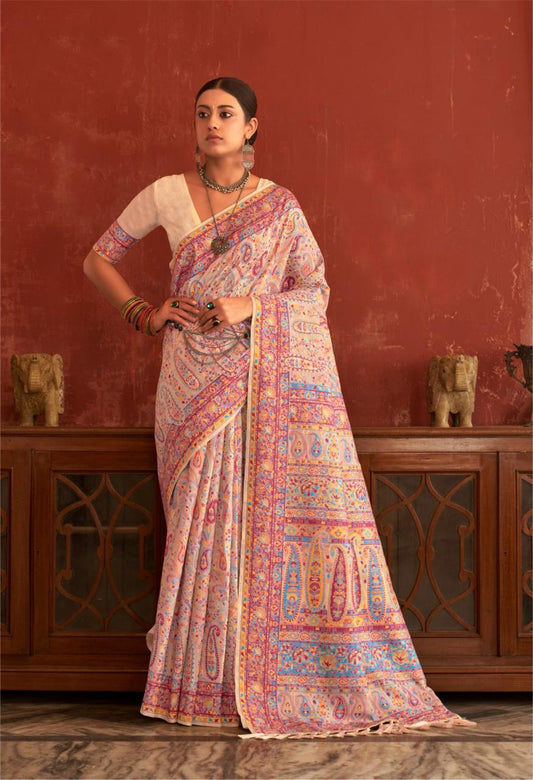 Beige Self Weaving With Heavy Border Ishkiya MF Chanderi Saree