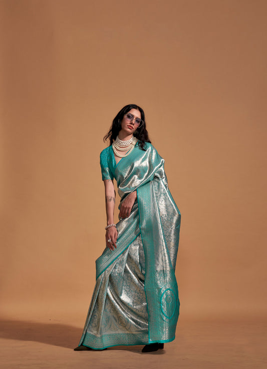 Green Kanjeepuram Silk Handwoven Mohi Saree