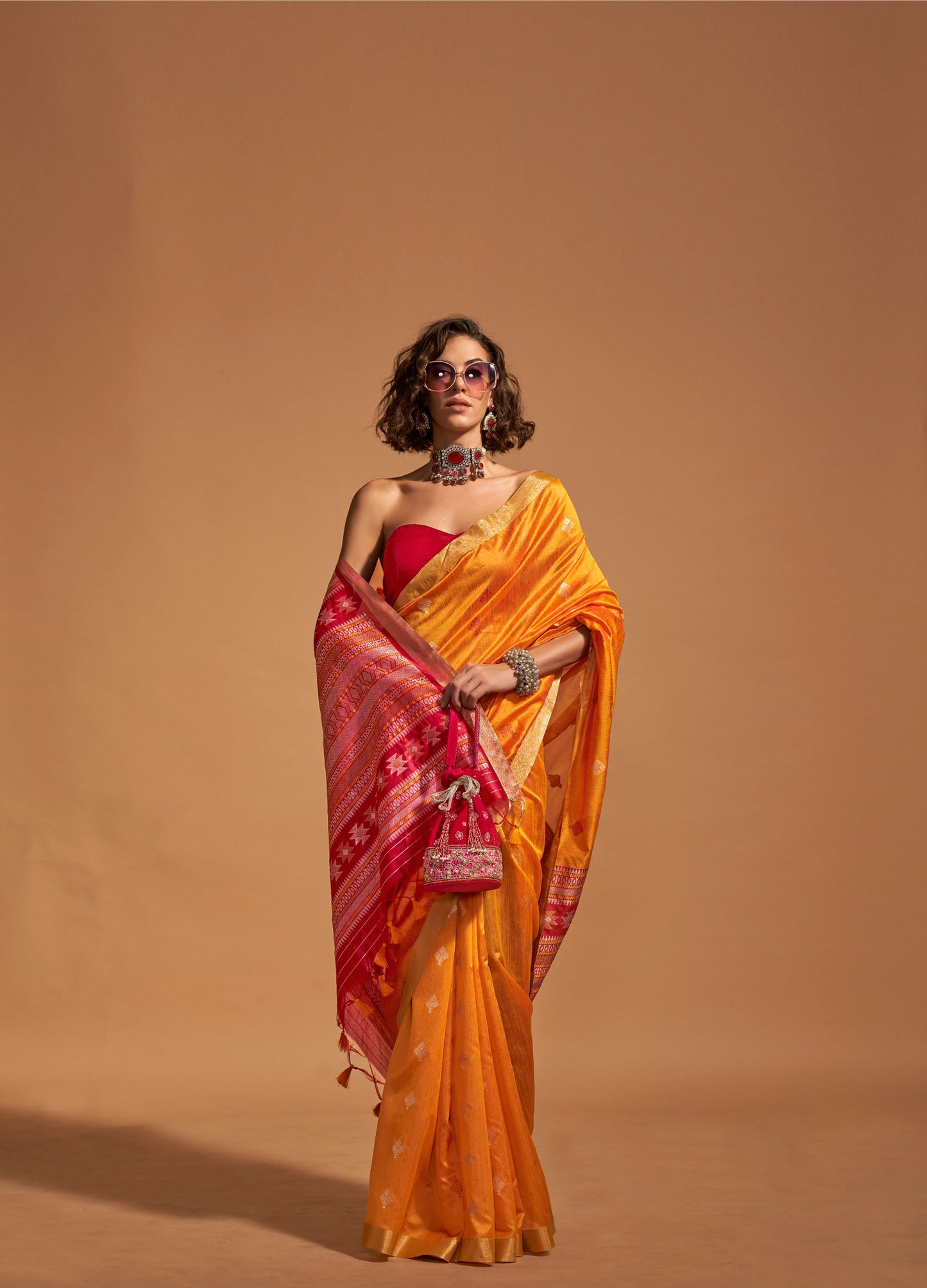 Yellow Kanoi Silk Handloom Saree