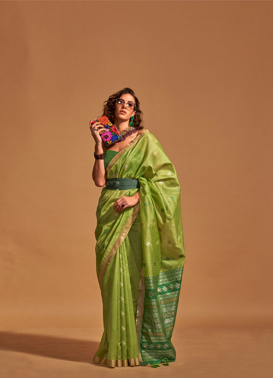 Green Kanoi Silk Handloom Saree