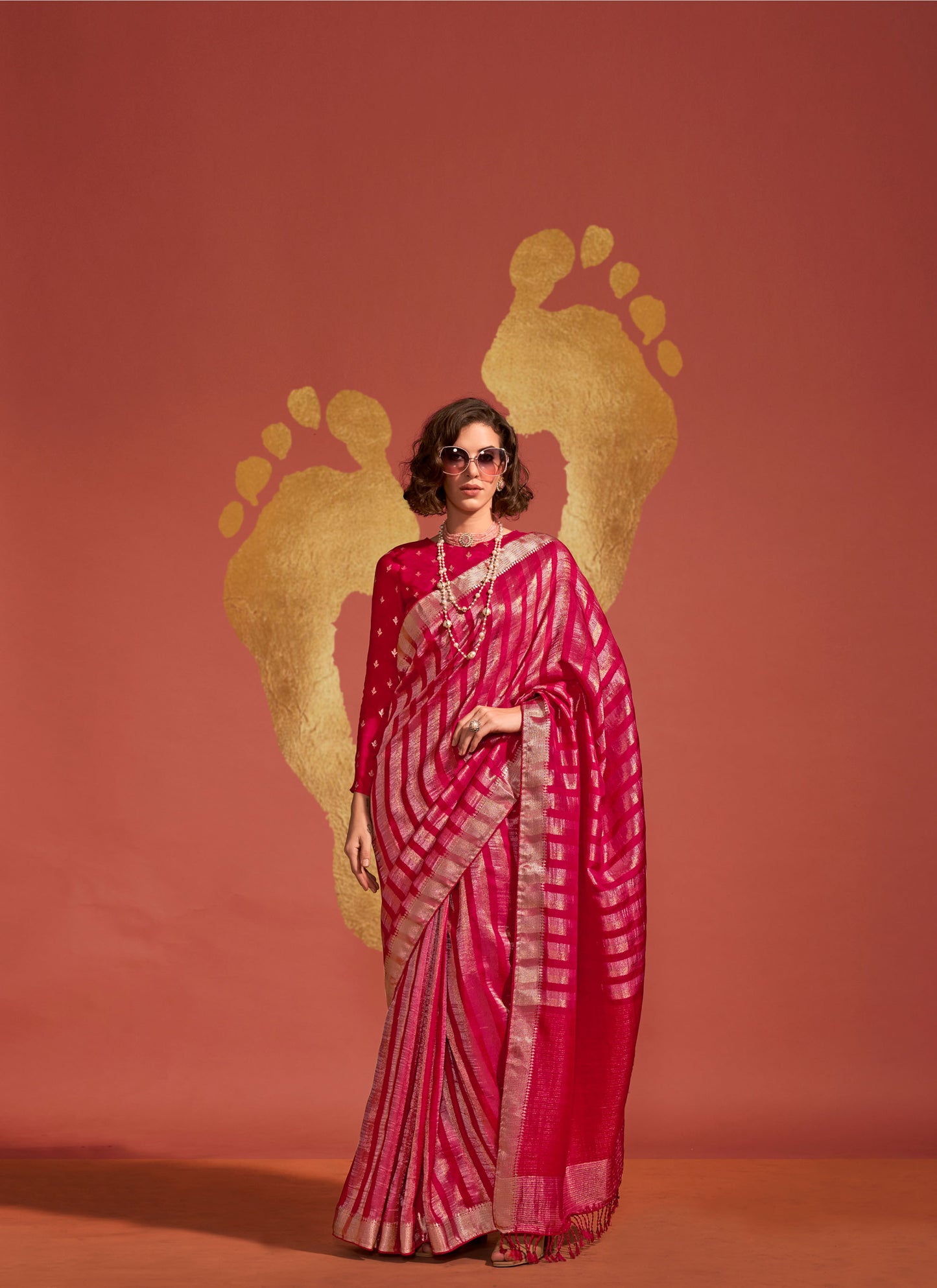 Red Ksatsuma Pure Viscose Handloom Silk Saree