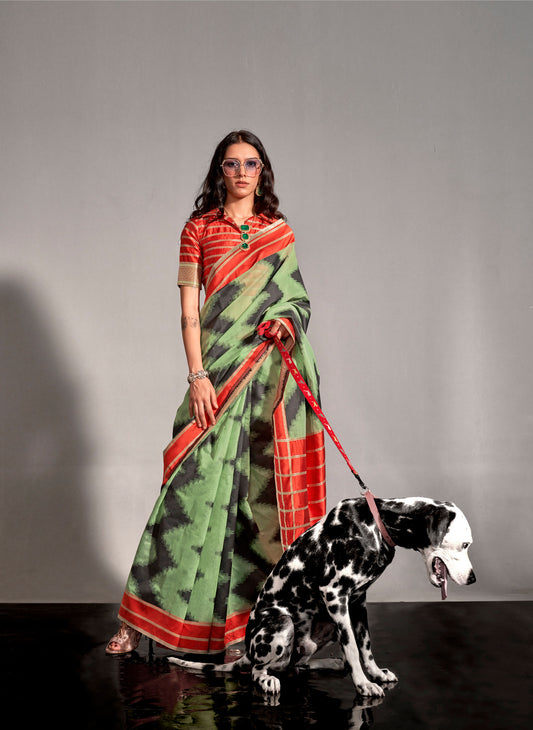 Green Khimsaar Spun Handloom Saree