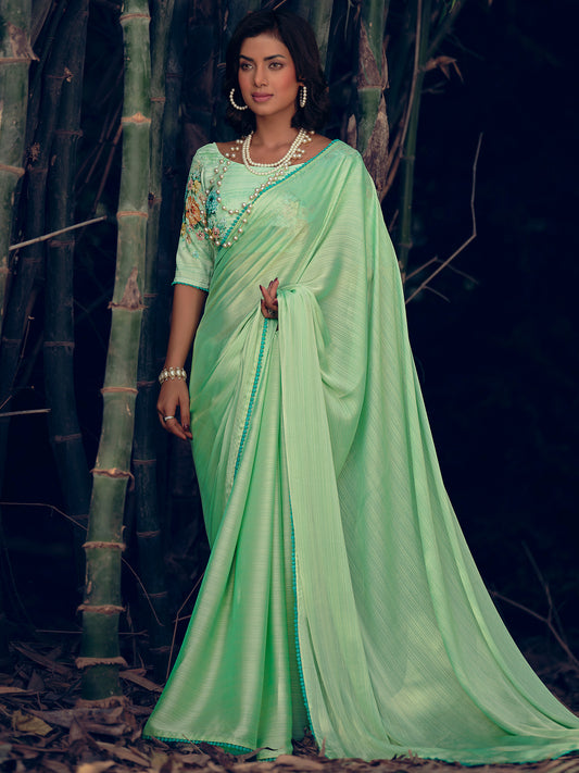 Green Art Silk Woven Style Saree