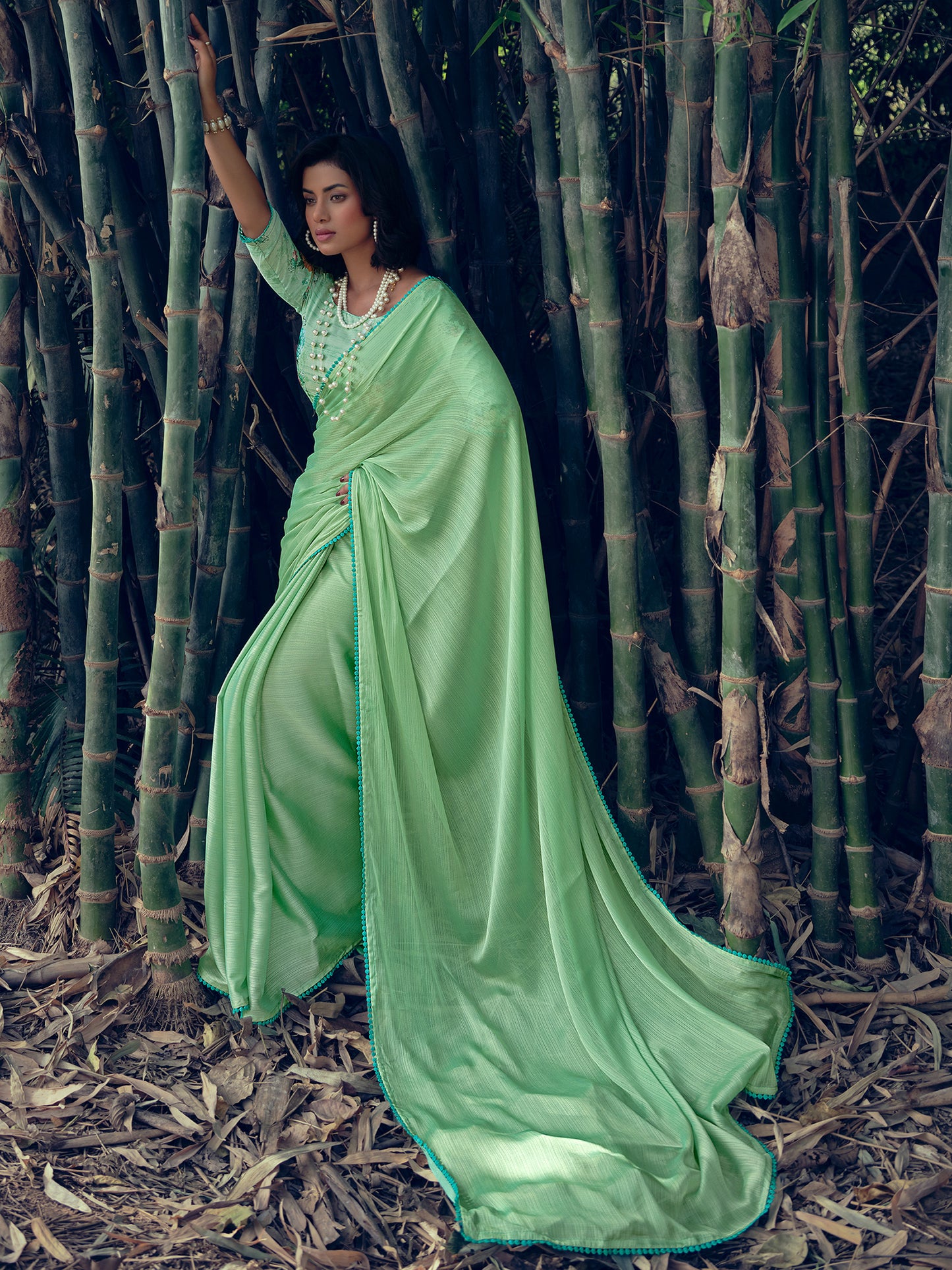 Green Art Silk Woven Style Saree